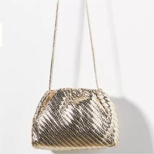 Maeve Anthropologie Gold Metallic Crossbody Bag